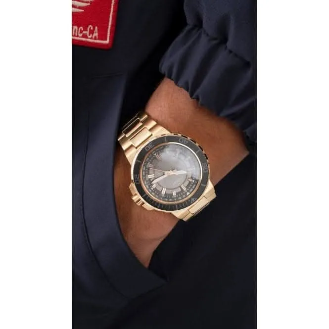 Herren Track Edelstahl Uhr in Goldton GW0426G2