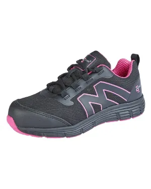 Grafters Damen Sicherheitsschuhe Schwarz Knallrosa Nylon Mesh