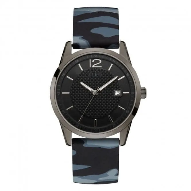 Guess Herrenuhr Gunmetal Schwarz Zifferblatt Camouflage Armbanduhr W0991G6