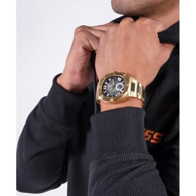 Guess Herren Headline Edelstahl Gold Uhr GW0572G2