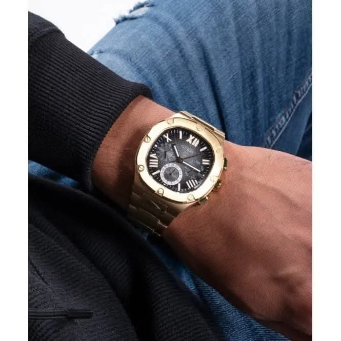 Guess Herren Headline Edelstahl Gold Uhr GW0572G2