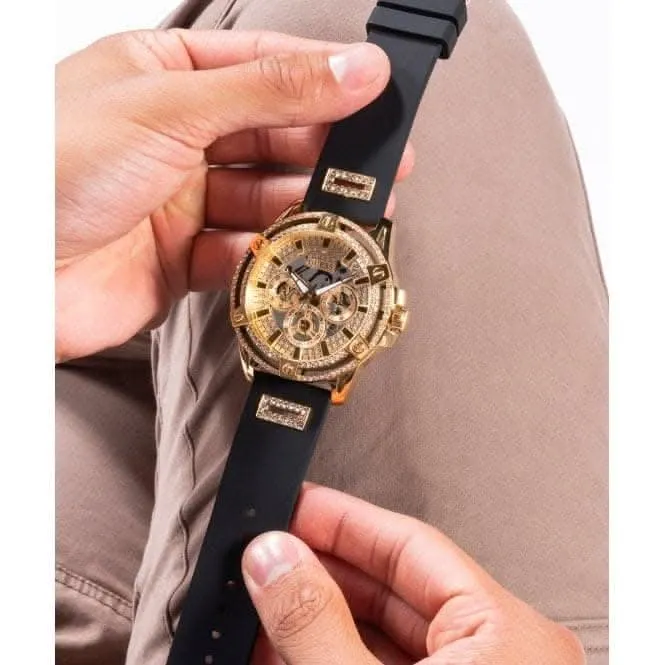 Guess Herren König Edelstahl Gold Uhr GW0537G2