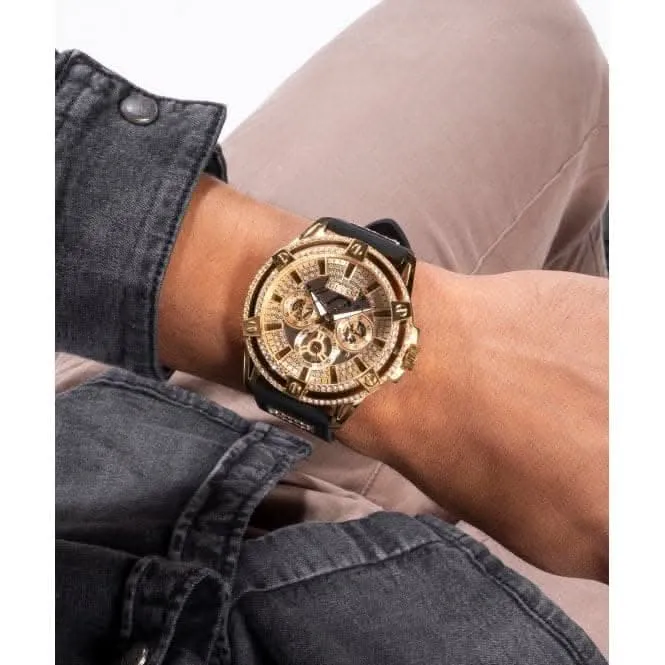Guess Herren König Edelstahl Gold Uhr GW0537G2