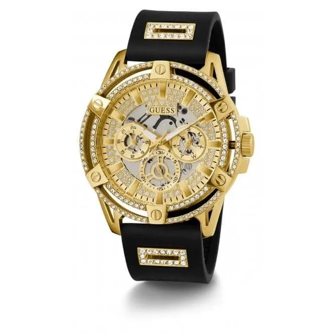 Guess Herren König Edelstahl Gold Uhr GW0537G2