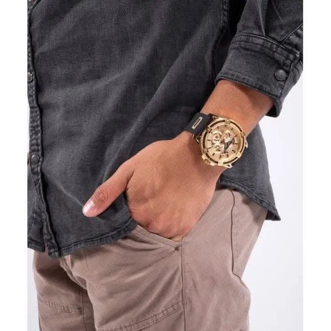 Guess Herren König Edelstahl Gold Uhr GW0537G2