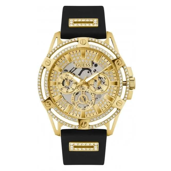 Guess Herren König Edelstahl Gold Uhr GW0537G2