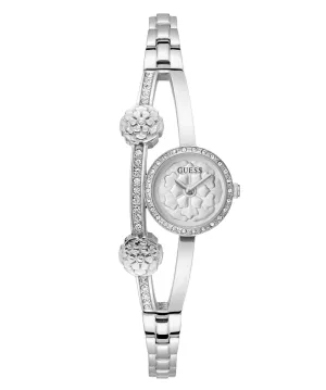 Guess Damen Chloe Uhr mit silberfarbenem Gehäuse aus recyceltem Stahl GW0756L1