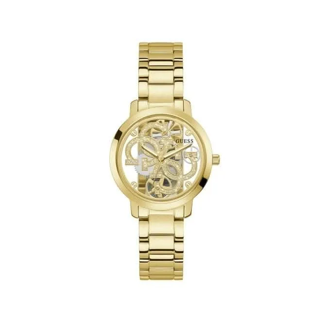Guess Quattro Clear Damen Trend Gold Edelstahl Uhr GW0300L2