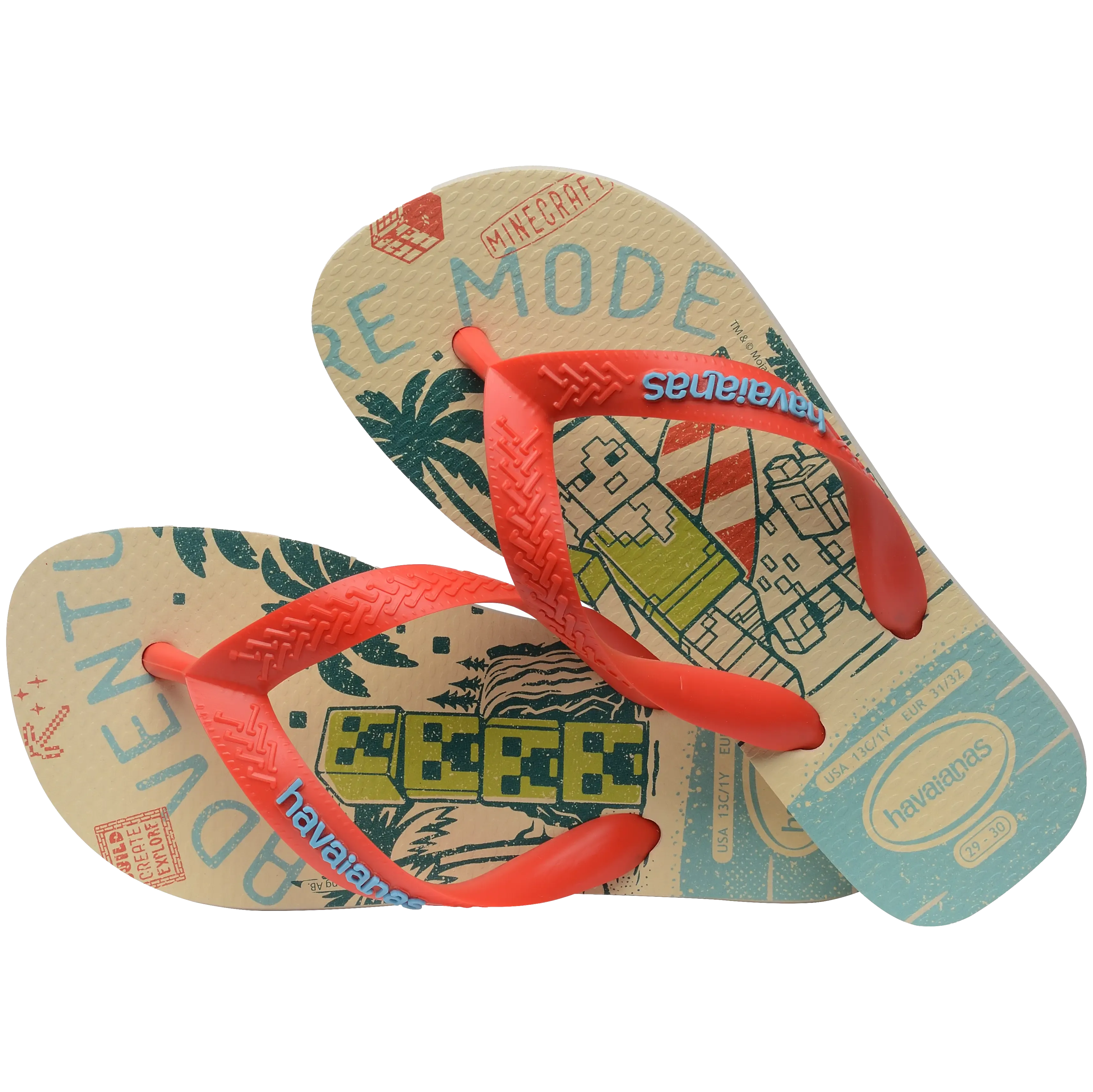 Havaianas Schuhe Jungen Minecraft Flip-Flops in Beige & Orange