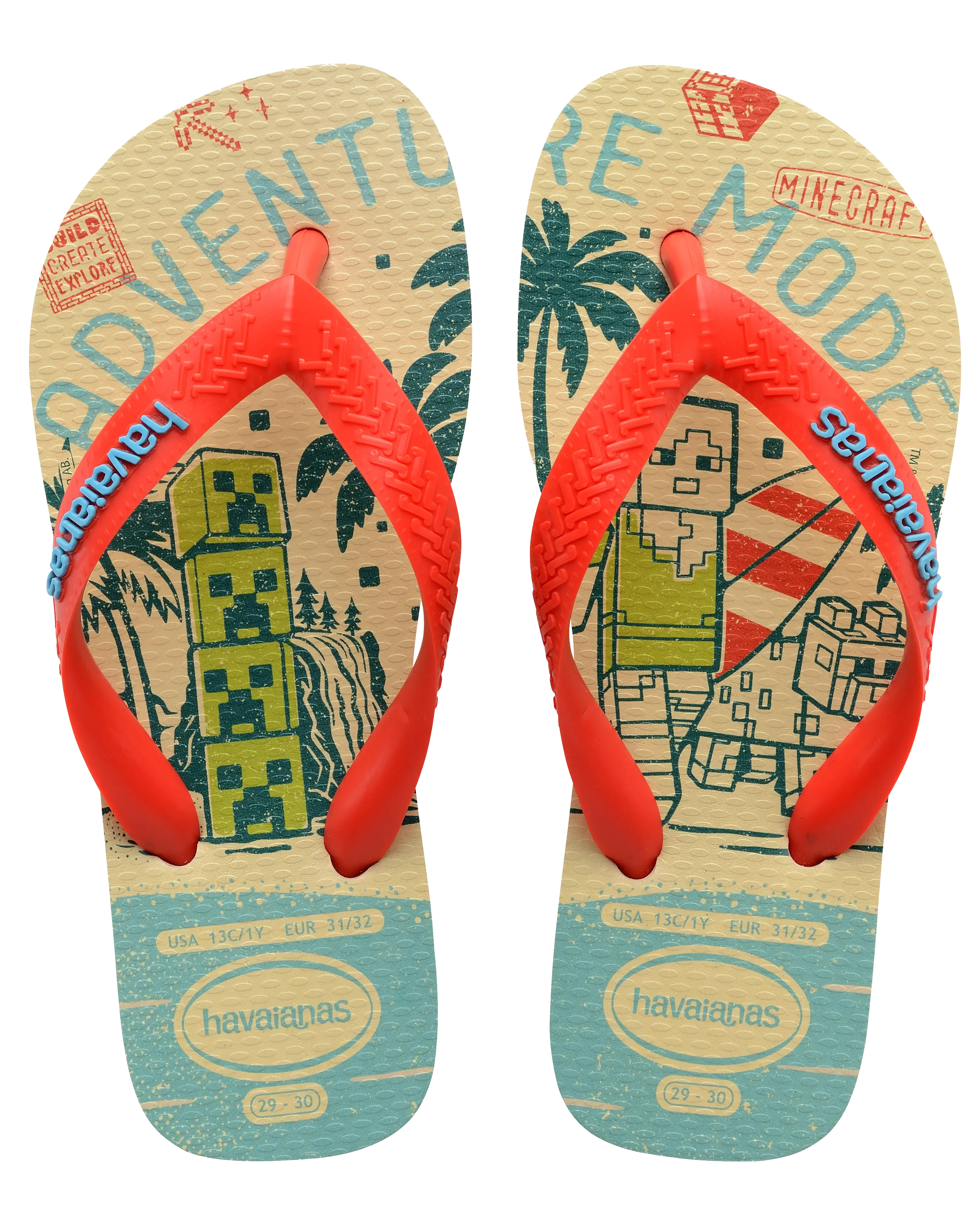 Havaianas Schuhe Jungen Minecraft Flip-Flops in Beige & Orange