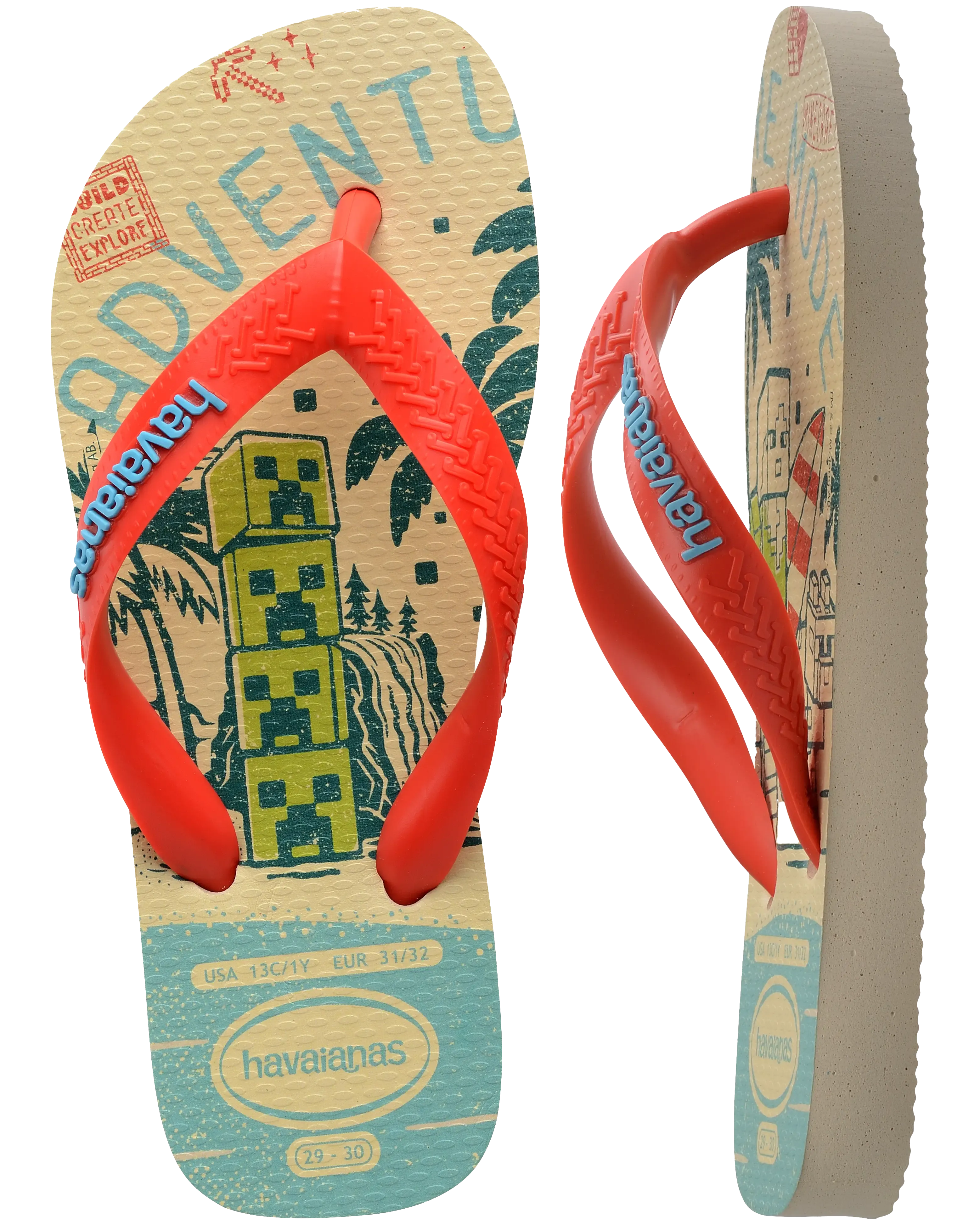 Havaianas Schuhe Jungen Minecraft Flip-Flops in Beige & Orange