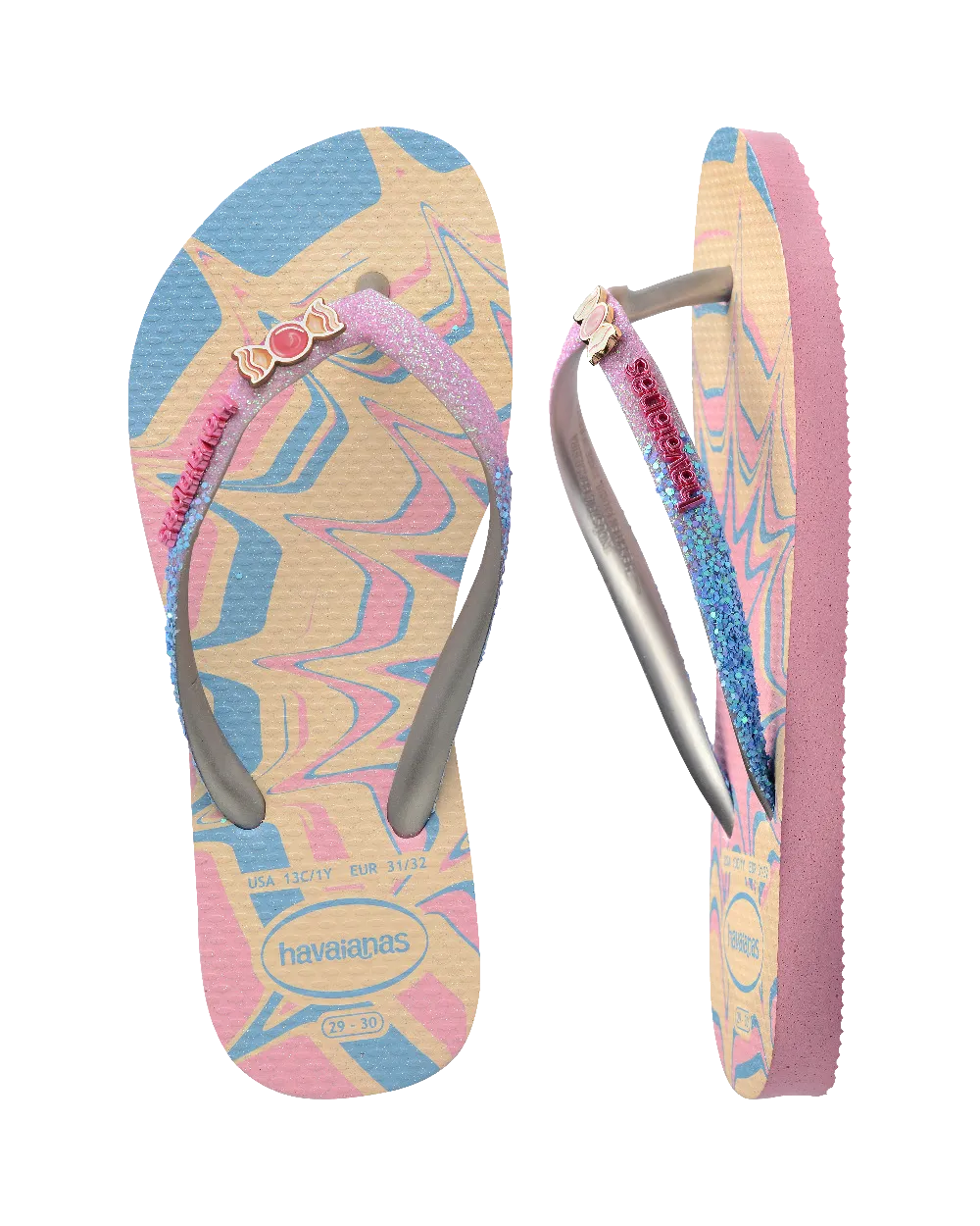 Havaianas Schuhe Mädchen Slim Glitter Trendy Flip-Flops in Pink Glow