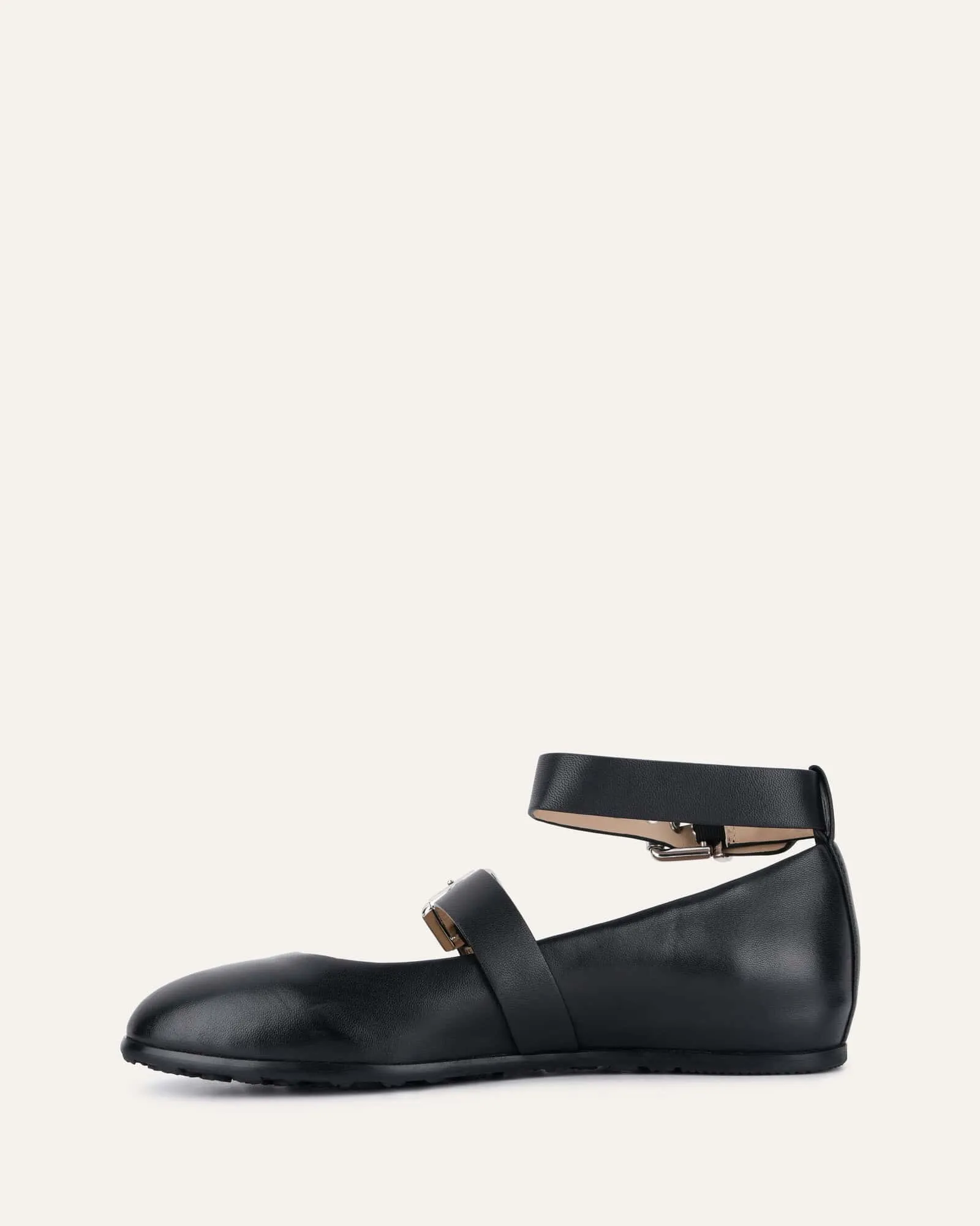 HERA CASUAL FLATS SCHWARZES LEDER