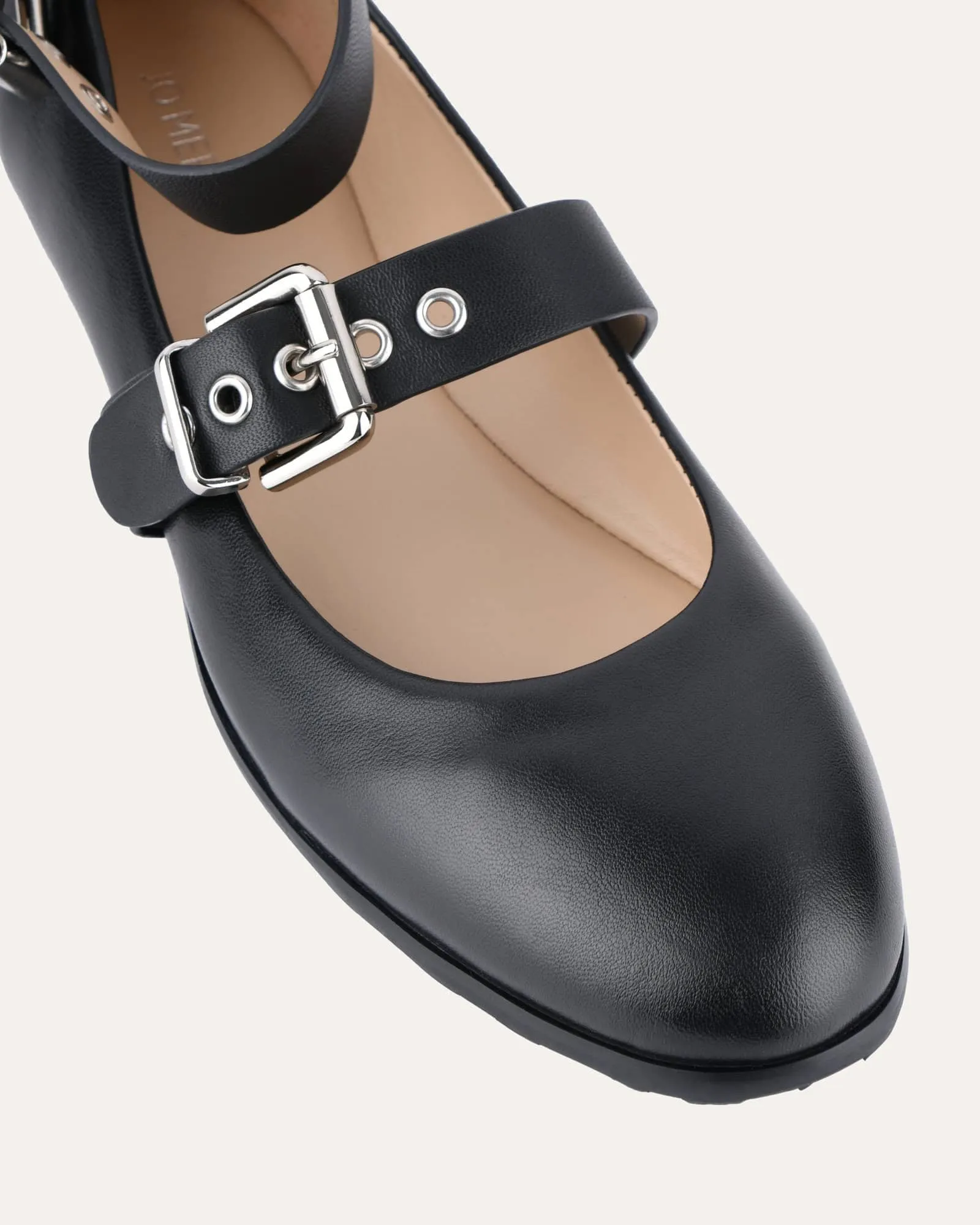 HERA CASUAL FLATS SCHWARZES LEDER
