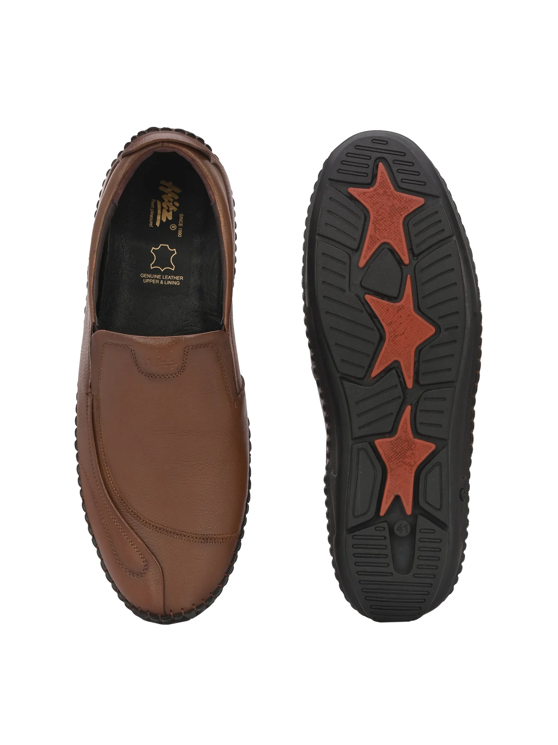 HITZ101 Herren Casual Schlupfschuhe aus braunem Leder