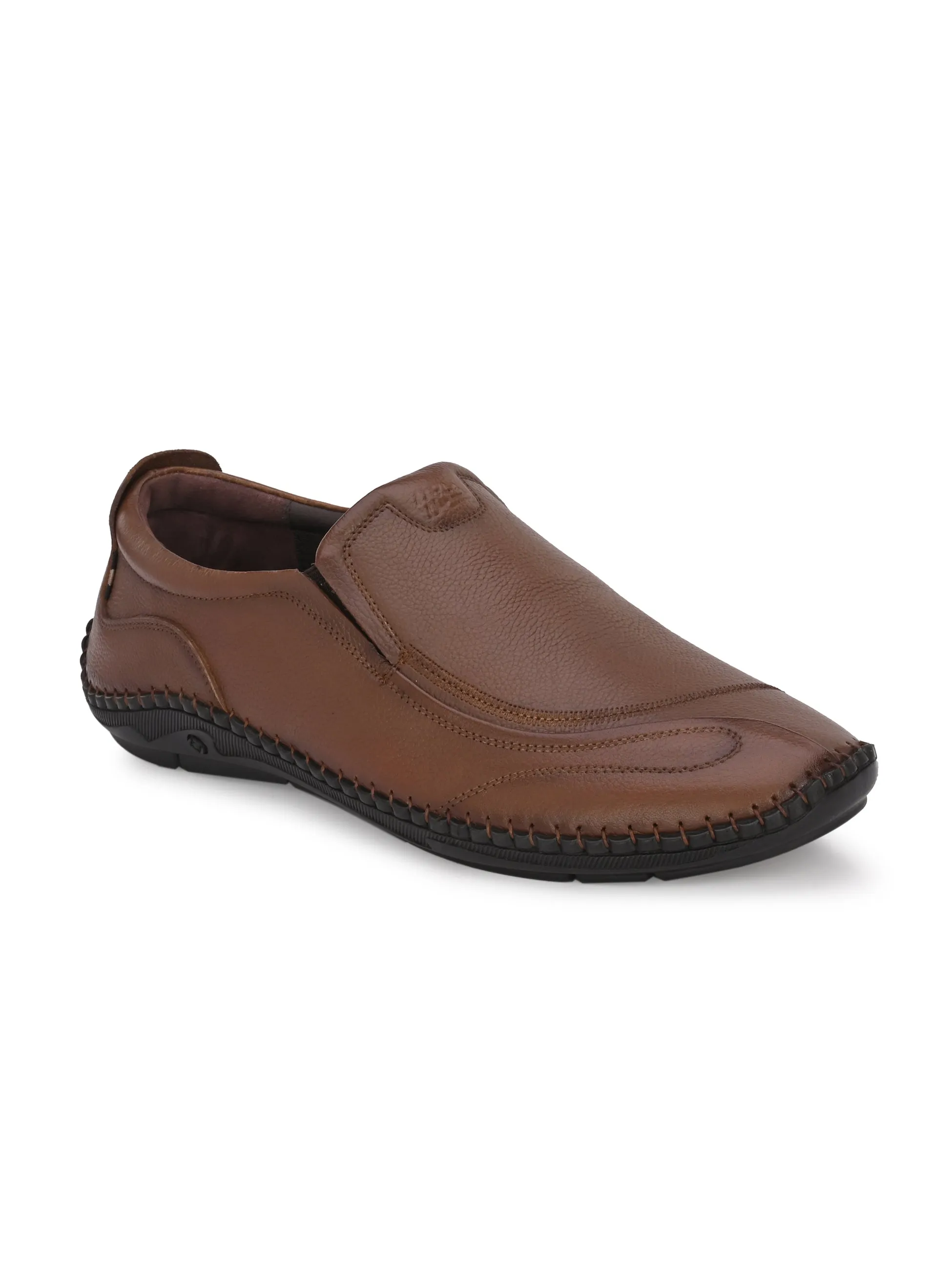 HITZ101 Herren Casual Schlupfschuhe aus braunem Leder