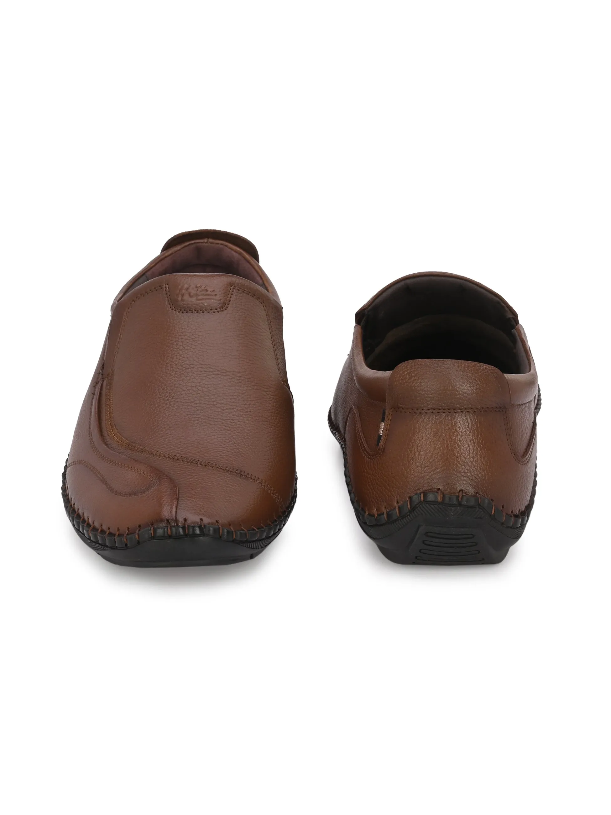 HITZ101 Herren Casual Schlupfschuhe aus braunem Leder