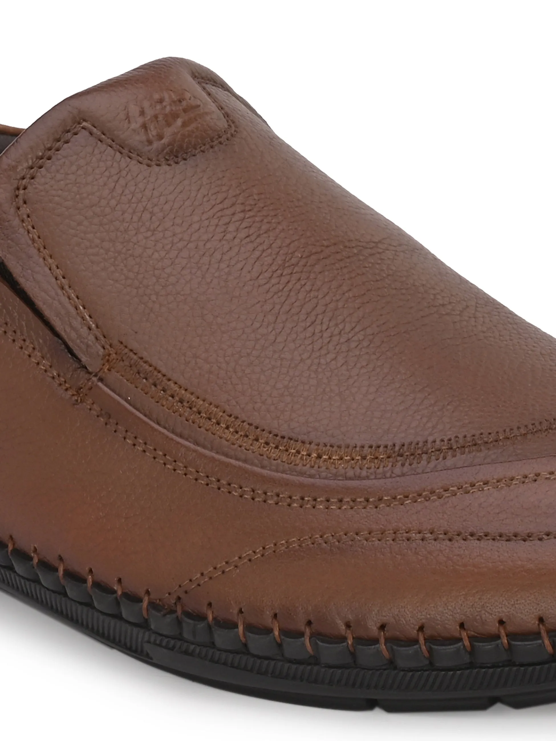 HITZ101 Herren Casual Schlupfschuhe aus braunem Leder
