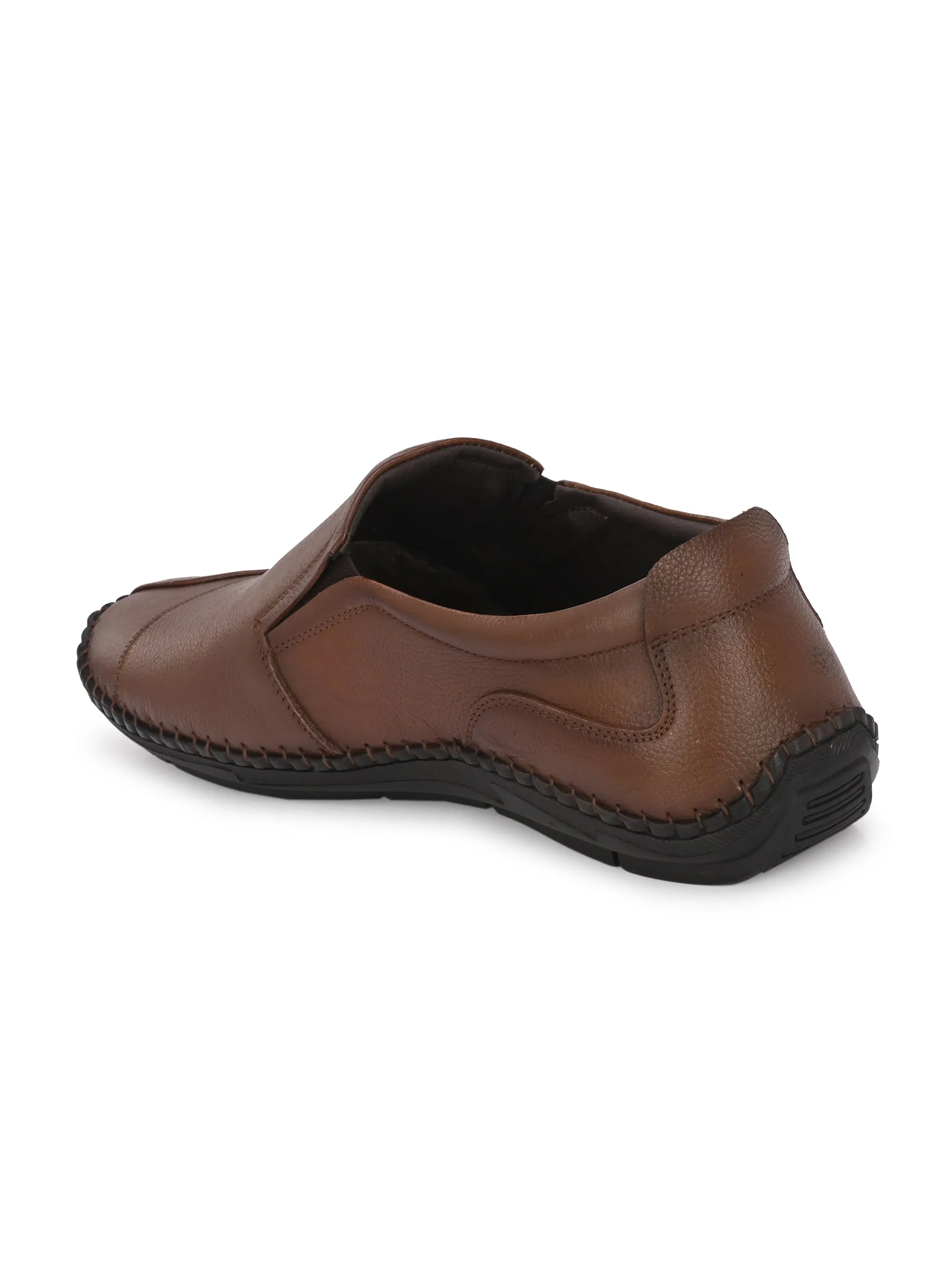 HITZ101 Herren Casual Schlupfschuhe aus braunem Leder