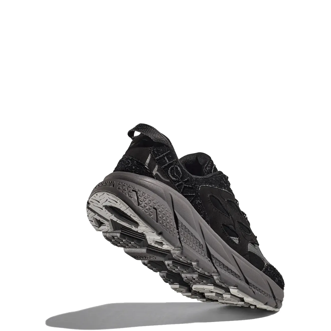 Hoka Elite Terrain System Clifton L Suede Trainer Schwarz / Satellit Grau