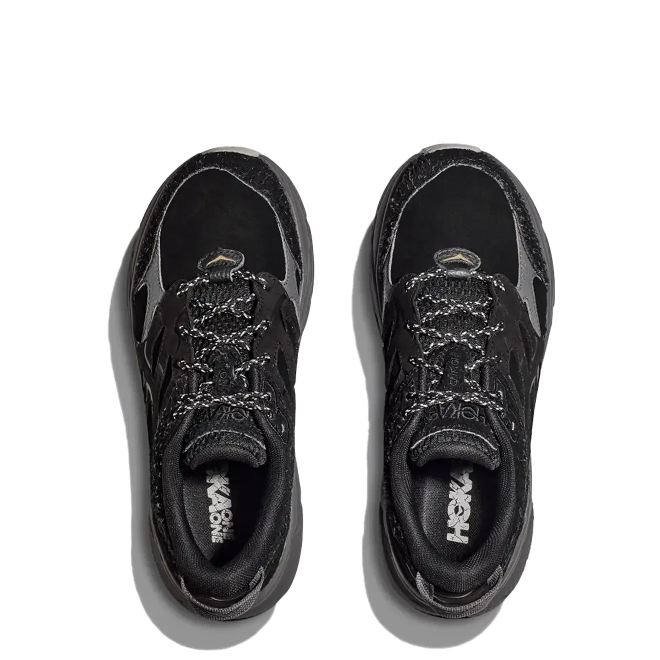 Hoka Elite Terrain System Clifton L Suede Trainer Schwarz / Satellit Grau