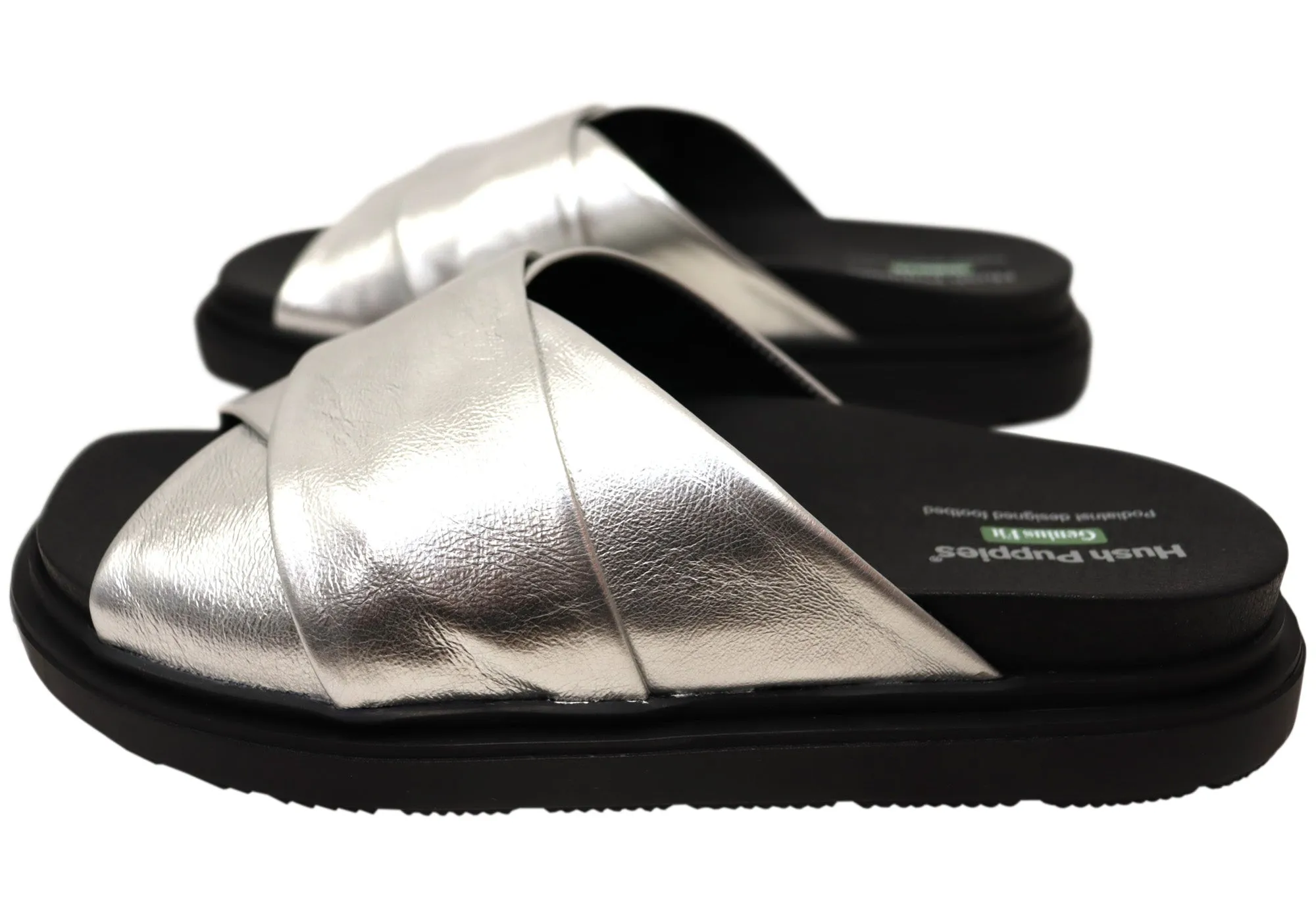 Hush Puppies Float Damen Bequeme Leder-Slides Sandalen Hush Puppies Schuhe
