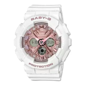 Schmuck Casio Uhren Casio Baby-G Weiß und Rosa Analog-Digital Damenuhr BA-130-7A1DR