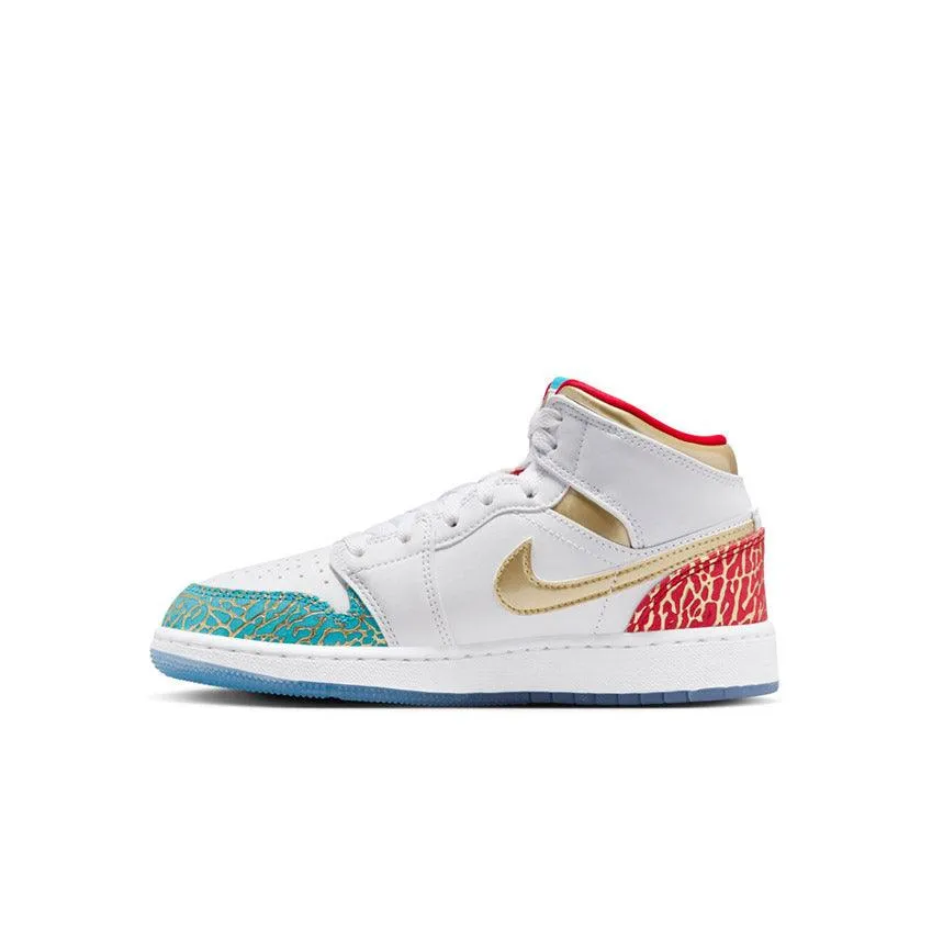 Kid's Air Jordan 1 Mid SS 'UNC zu Chi'