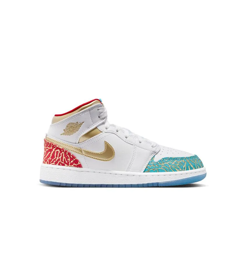 Kid's Air Jordan 1 Mid SS 'UNC zu Chi'
