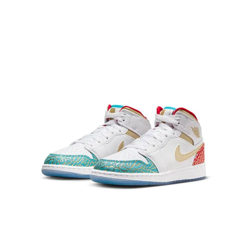 Kid's Air Jordan 1 Mid SS 'UNC zu Chi'