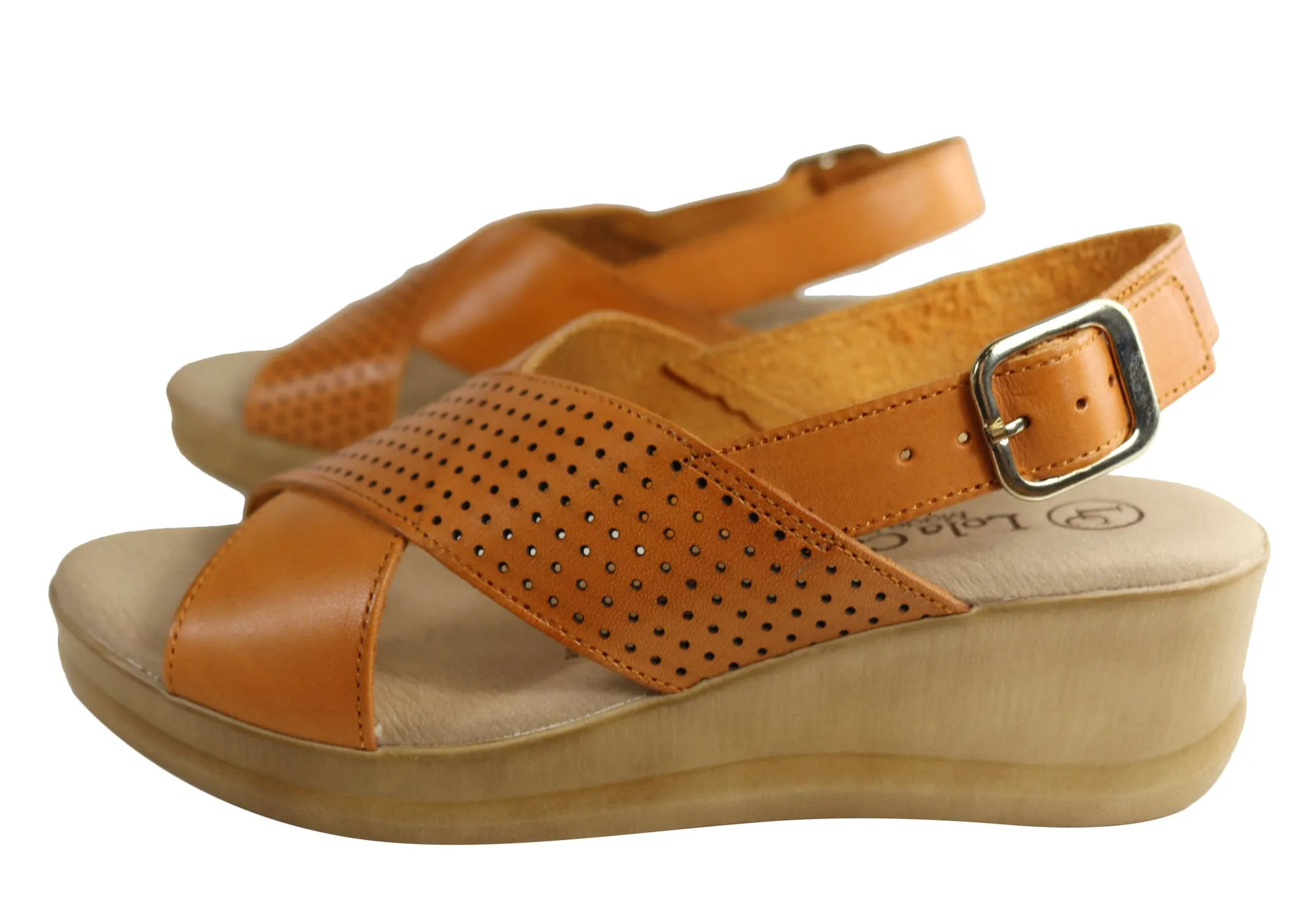 Lola Canales Eden Damen Komfort Keilabsatz Sandalen Aus Leder Hergestellt In Spanien Lola Canales Schuhe