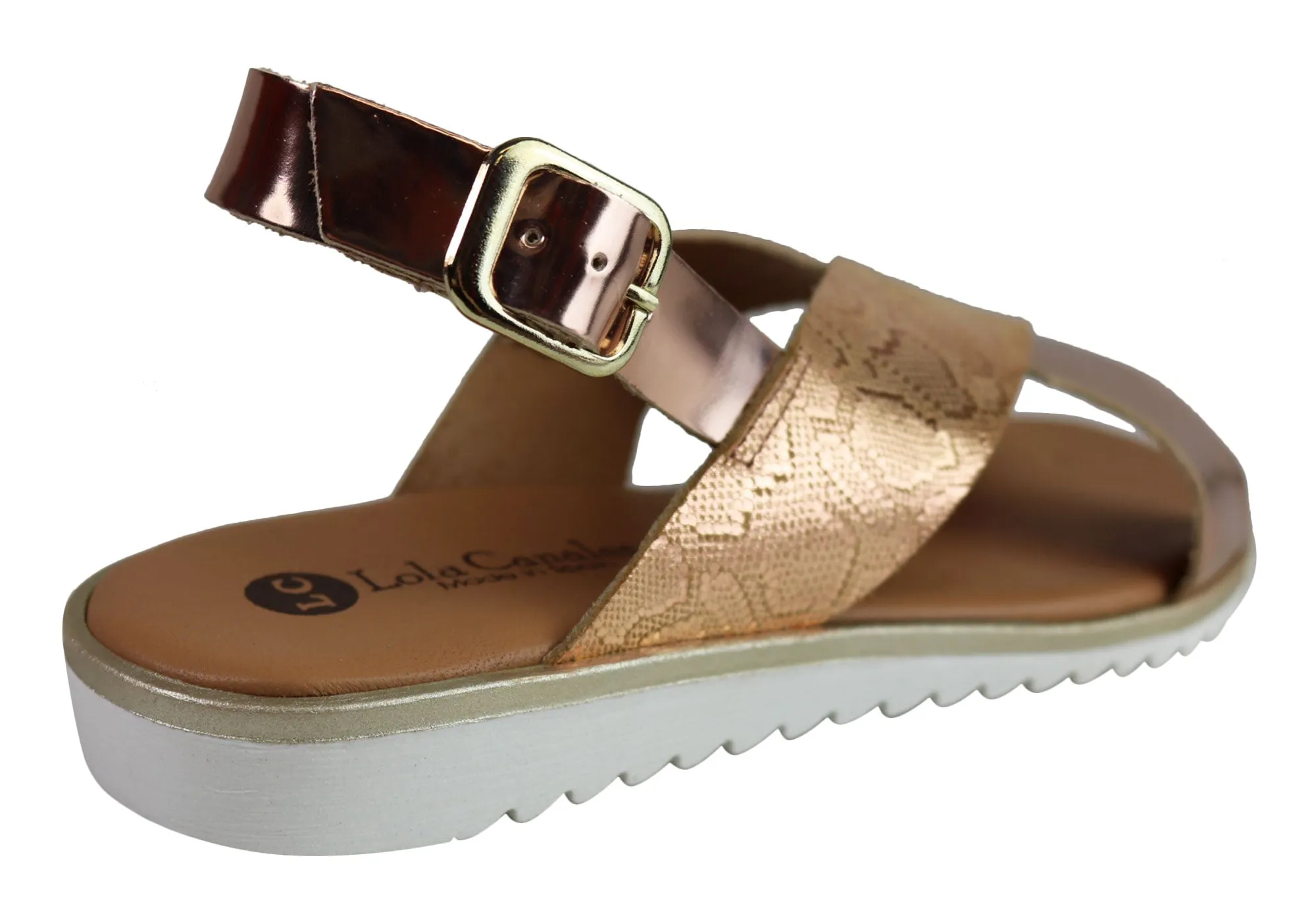 Lola Canales Gara Damen Bequeme Ledersandalen Hergestellt in Spanien Lola Canales Schuhe