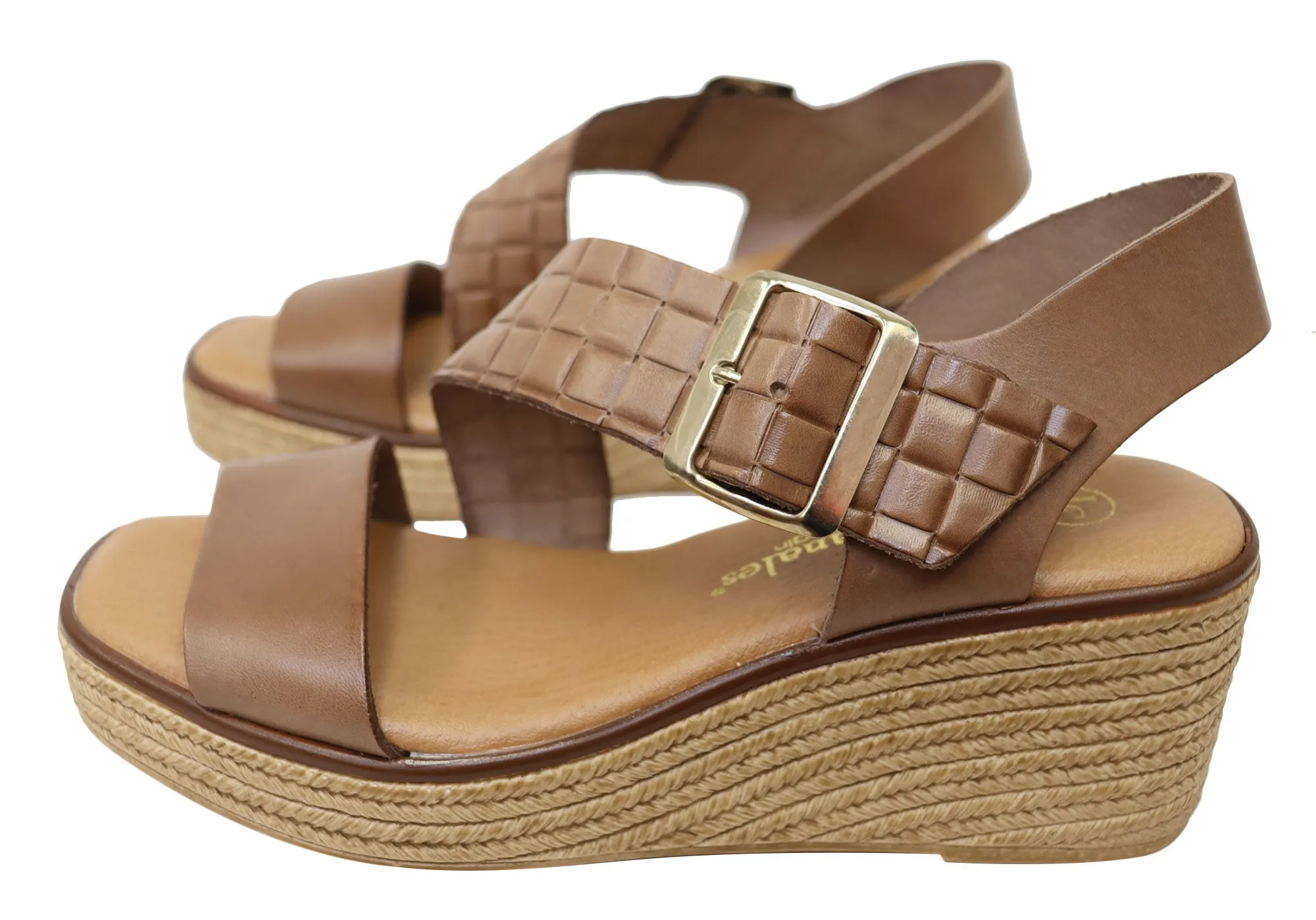 Lola Canales Kristine Damen Spanische Leder Keilabsatz Sandalen Lola Canales Schuhe