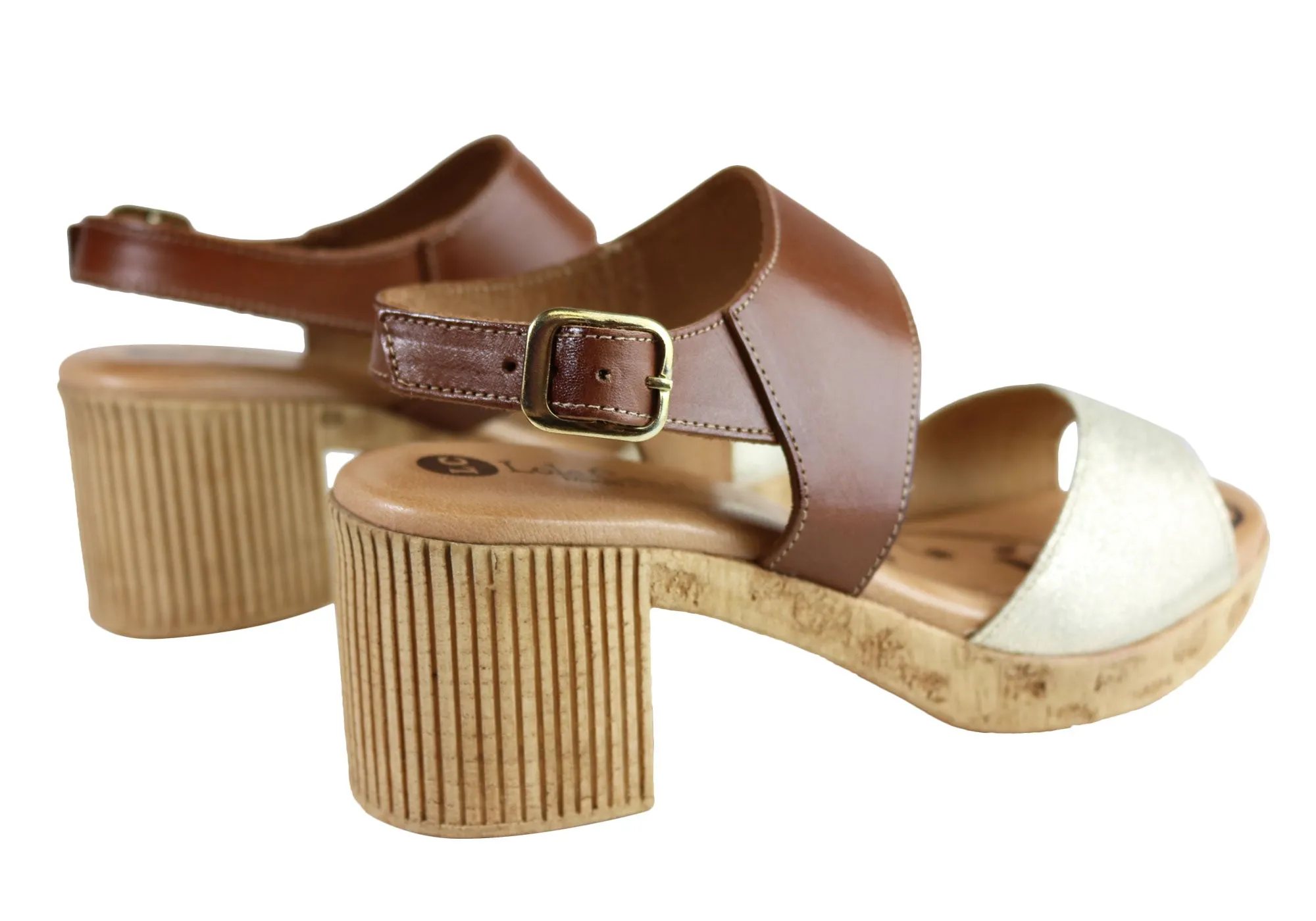 Lola Canales Mia Damen Komfort Leder Mittelabsatz Sandalen Hergestellt in Spanien Lola Canales Schuhe