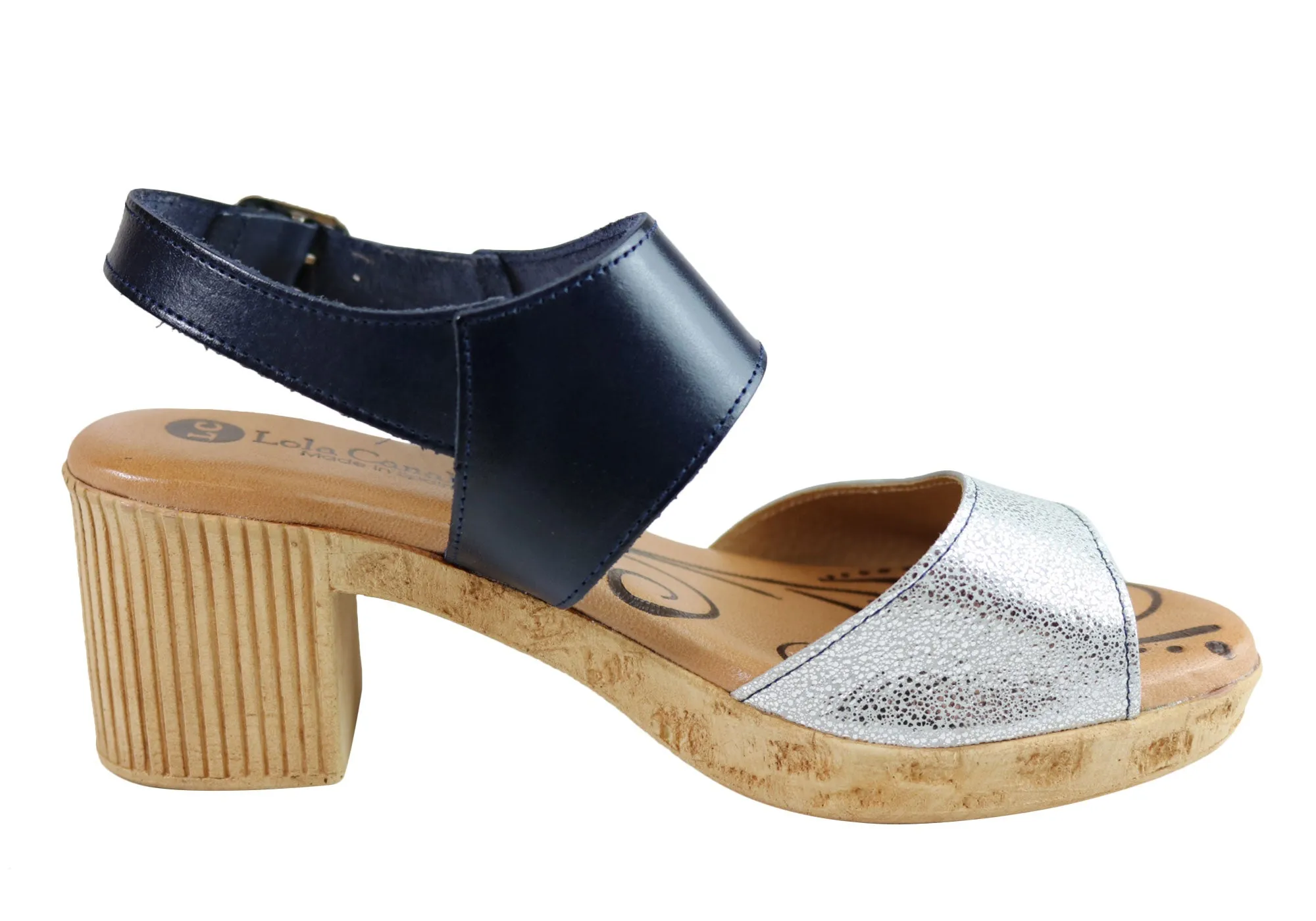 Lola Canales Mia Damen Komfort Leder Mittelabsatz Sandalen Hergestellt in Spanien Lola Canales Schuhe