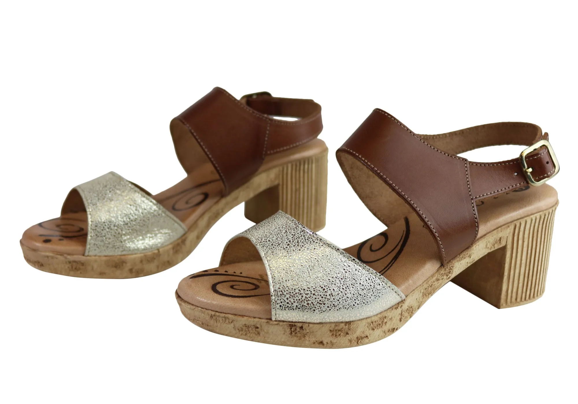 Lola Canales Mia Damen Komfort Leder Mittelabsatz Sandalen Hergestellt in Spanien Lola Canales Schuhe