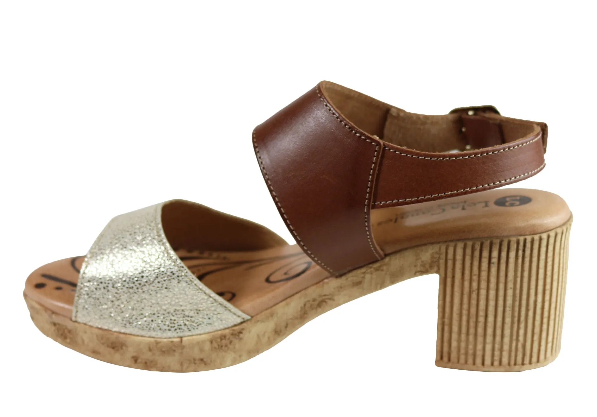 Lola Canales Mia Damen Komfort Leder Mittelabsatz Sandalen Hergestellt in Spanien Lola Canales Schuhe