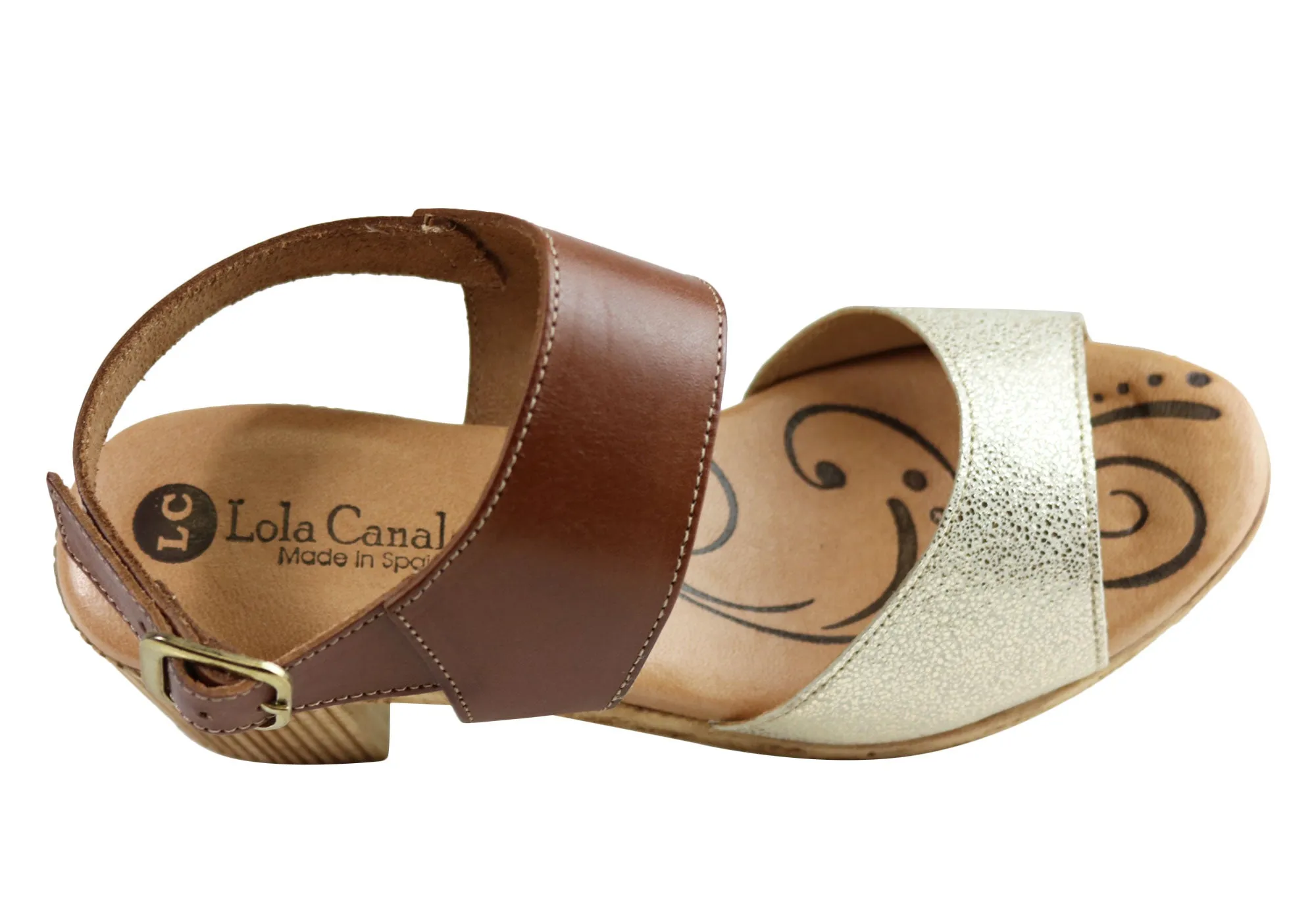 Lola Canales Mia Damen Komfort Leder Mittelabsatz Sandalen Hergestellt in Spanien Lola Canales Schuhe