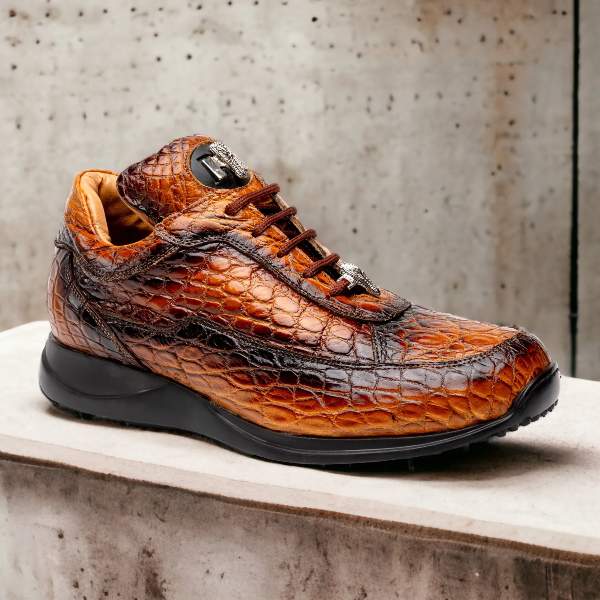 Mauri Schuhe Mauri Blutvergießen in Toffee / Schmutziges Gold Herren Exotische Alligator Freizeit-Sneakers