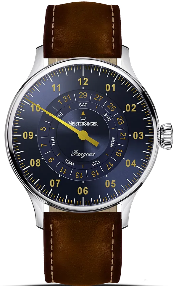 MeisterSinger Pangaea Tag Datum Stahlblau Mit Gold Uhr Schmuck_Meistersinger_Uhren