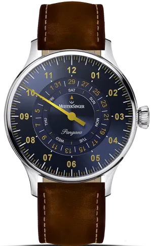 MeisterSinger Pangaea Tag Datum Stahlblau Mit Gold Uhr Schmuck_Meistersinger_Uhren