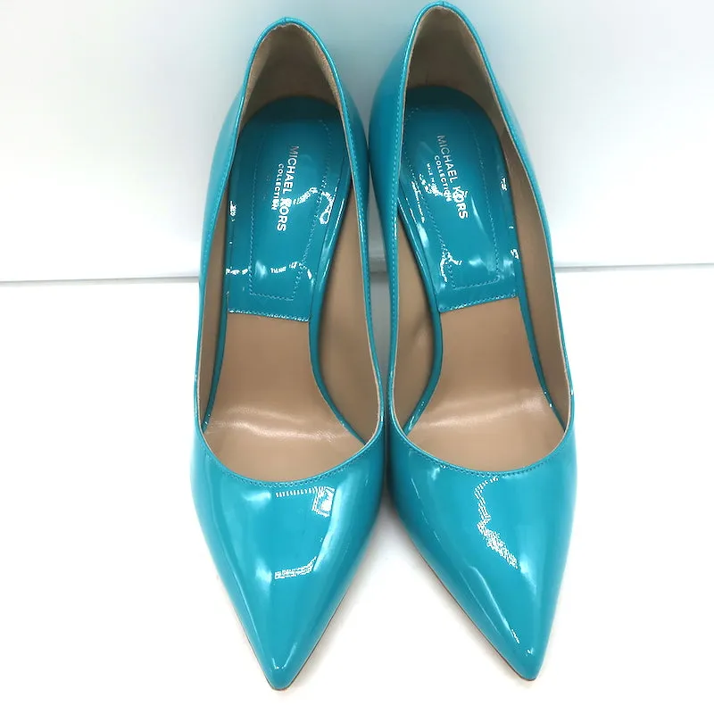 Michael Kors Collection Gretel Laufsteg-Pumps Türkis Lackleder Größe 38