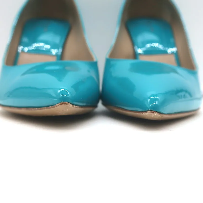 Michael Kors Collection Gretel Laufsteg-Pumps Türkis Lackleder Größe 38