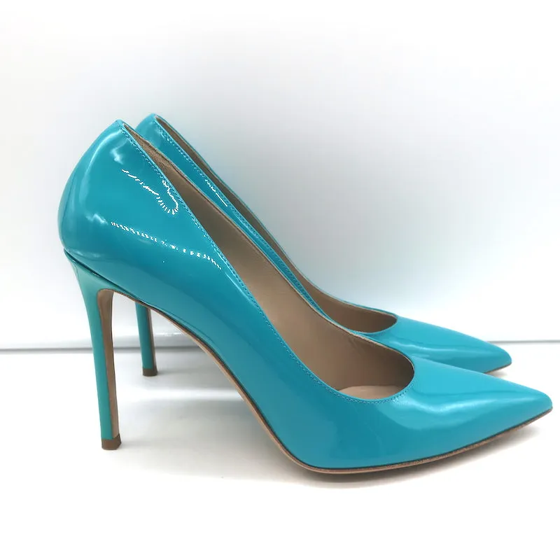 Michael Kors Collection Gretel Laufsteg-Pumps Türkis Lackleder Größe 38