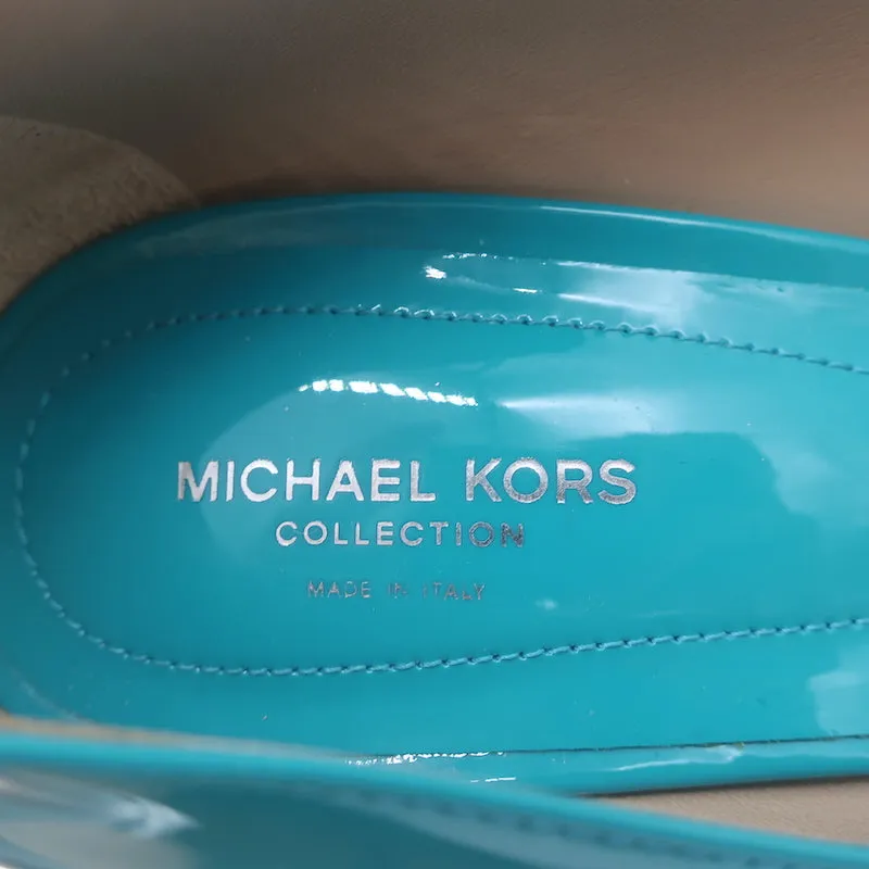 Michael Kors Collection Gretel Laufsteg-Pumps Türkis Lackleder Größe 38