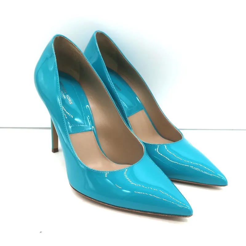 Michael Kors Collection Gretel Laufsteg-Pumps Türkis Lackleder Größe 38
