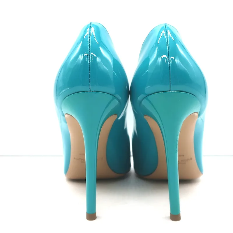 Michael Kors Collection Gretel Laufsteg-Pumps Türkis Lackleder Größe 38