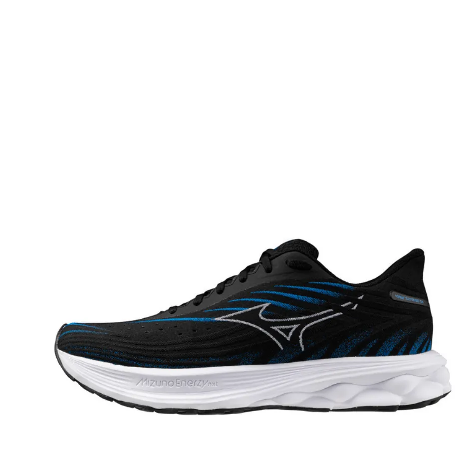 Mizuno Herren Wave Skyrise 6 Laufschuhe in Schwarz/Weiß/Blau Pace SS25