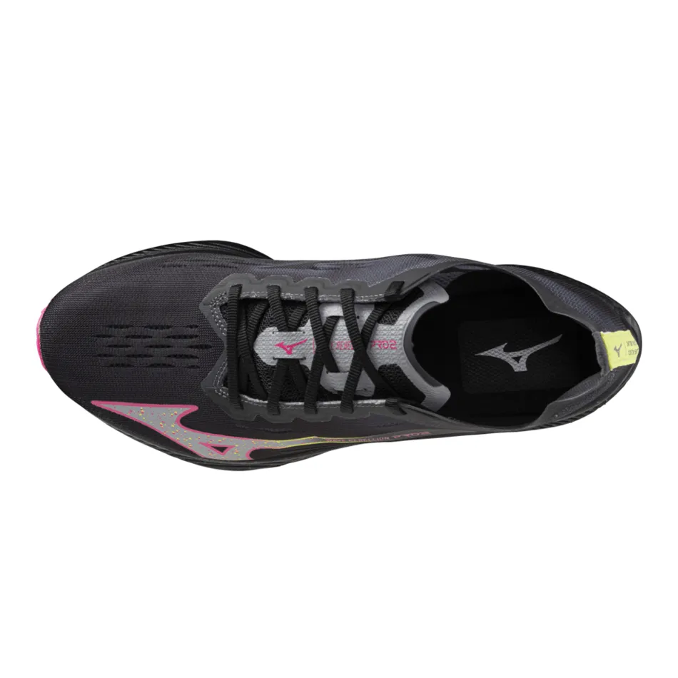 Mizuno Unisex Wave Rebellion Pro 2 Laufschuhe in Schwarz/Silber/Rosa/Tetra AW24