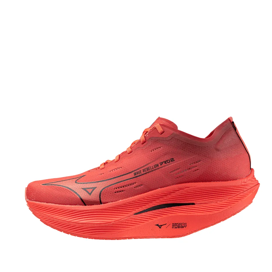 Mizuno Unisex Wave Rebellion Pro 2 Laufschuhe in Dubarry/Schwarz/Preiselbeere SS24